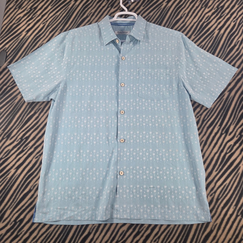 Tommy Bahama IslandZone Coconut Point Palm Tree Print Shirt Blue Mens Large